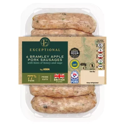 Exceptional by ASDA Exceptional 6 Bramley Apple Pork Sausages 400g