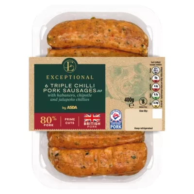 Exceptional by ASDA Exceptional 6 Triple Chilli Pork Sausages 400g