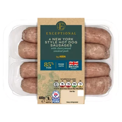 Exceptional by ASDA Exceptional 4 New York Style Hot Dog Sausages 400g
