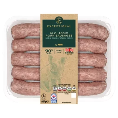 Exceptional by ASDA 10 Classic Pork Sausages 667g
