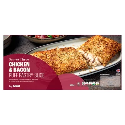 ASDA Chicken & Bacon Puff Pastry Slice 500g