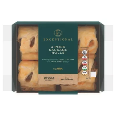 Exceptional by ASDA Exceptional Pork Sausage Rolls 4 x 47g (188g)