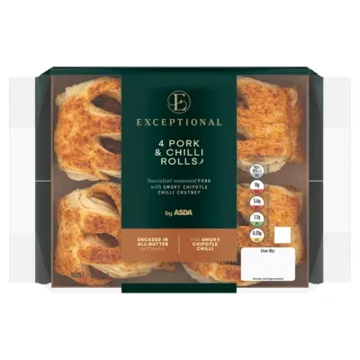 Exceptional by ASDA Exceptional by  Pork & Chilli Rolls 4 x 47g (188g)