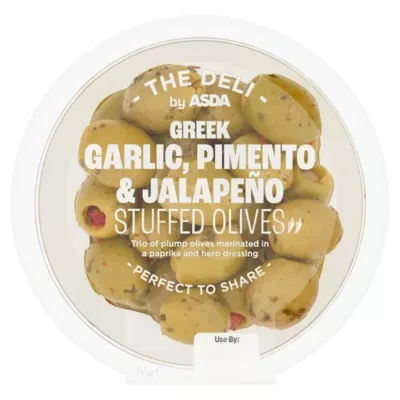 ASDA The Deli Greek Garlic, Pimento & Jalapeño Stuffed Olives 150g