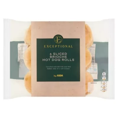 Exceptional by ASDA Exceptional 6 Sliced Brioche Hot Dog Rolls