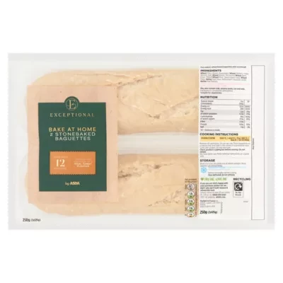 Exceptional by ASDA Exceptional Bake at Home Stonebaked Baguettes 2 x 125g (250g)