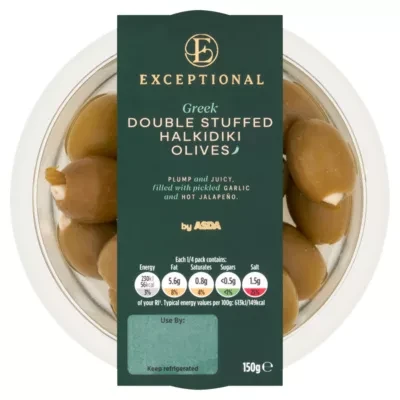 Exceptional by ASDA Greek Double Stuffed Halkidiki Olives 150g