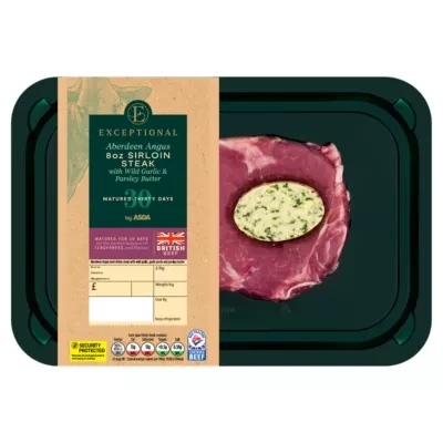 Exceptional by ASDA Exceptional Aberdeen Angus 8oz Sirloin Steak with Wild Garlic & Parsley Butter