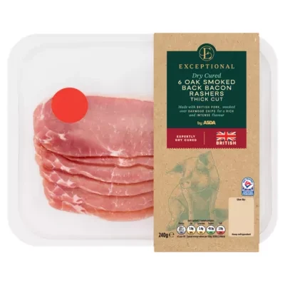 Exceptional by ASDA 6 Oak Smoked Back Bacon Rashers Thick Cut 240g