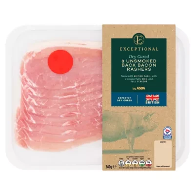 Exceptional by ASDA Exceptional 8 Unsmoked Back Bacon Rashers 240g