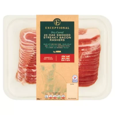 Exceptional by ASDA Exceptional 20 Dry Cured Oak Smoked Streaky Bacon Rashers 180g