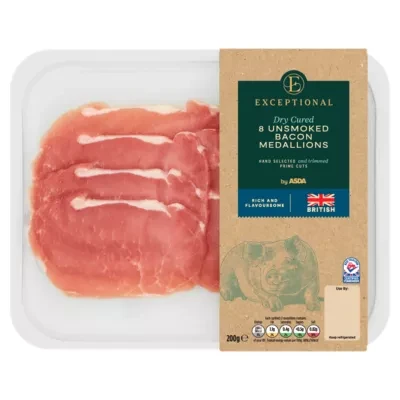 Exceptional by ASDA Exceptional 8 Unsmoked Bacon Medallions 200g