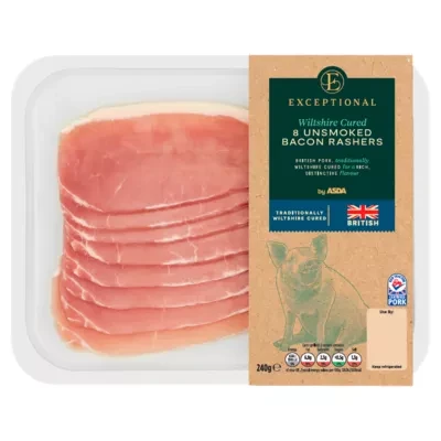 Exceptional by ASDA Exceptional 8 Wiltshire Cured Unsmoked Bacon Rashers 240g