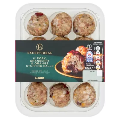Exceptional by ASDA Exceptional 12 Pork Cranberry & Orange Stuffing Balls 350g