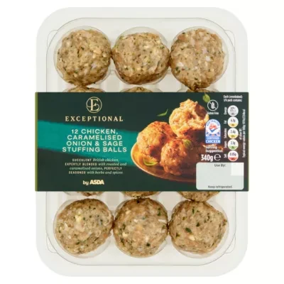 Exceptional by ASDA Exceptional 12 Chicken Caramelised Onion & Sage Stuffing Balls 340g