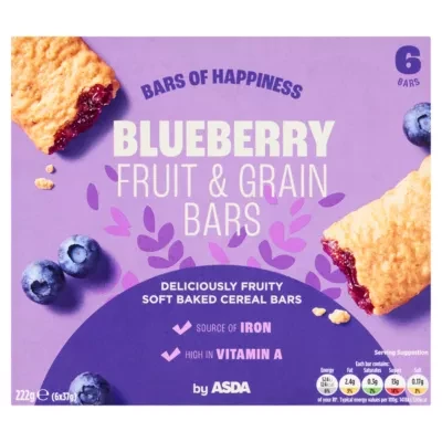 ASDA Blueberry Fruit & Grain Bars 6 x 37g (222g)