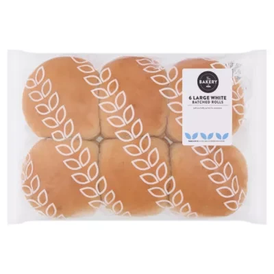 The BAKERY at ASDA The Bakery at  6 Large White Batched Rolls