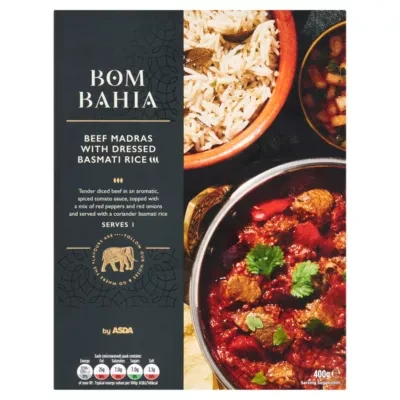 Bom Bahia by ASDA Bom Bahia Beef Madras with Dressed Basmati Rice 400g