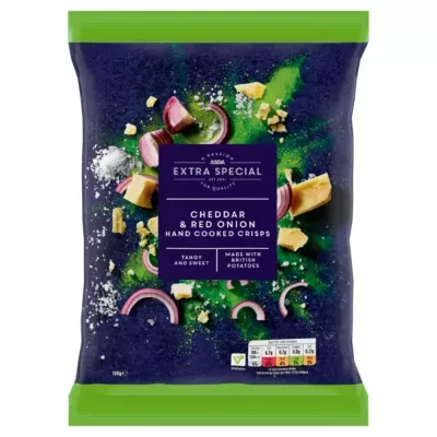 ASDA Extra Special Exceptional by  Hand Cooked Cheddar & Red Onion Crisps 150g