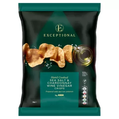 Exceptional By Asda Hand Cooked Sea Salt & Chardonnay Wine Vinegar Crisps 150g