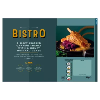 Bistro by ASDA Bistro 2 Slow Cooked Gammon Shanks with a Honey Mustard Glaze 580g