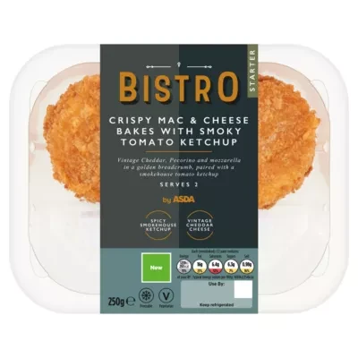 Bistro by ASDA Bistro Crispy Mac and Cheese Bakes with Smoky Tomato Ketchup 250g