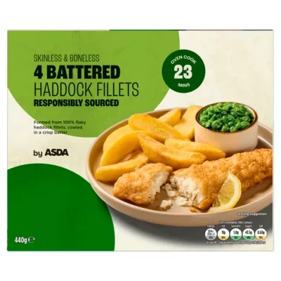 ASDA 4 Battered Haddock Fillets 440g