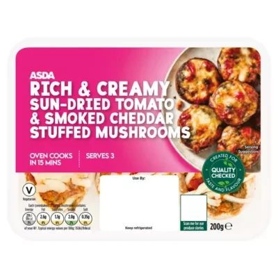 ASDA Sun-Dried Tomato & Smoked Cheddar Stuffed Mushrooms 200g