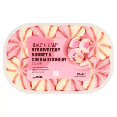 ASDA Really Creamy Strawberry Sorbet & Cream Flavour Ice Cream 900ml