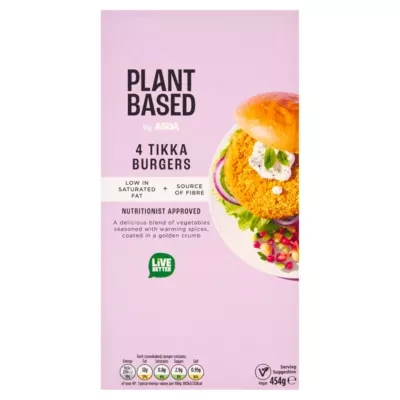 ASDA PLANT BASED by ASDA 4 Tikka Burgers 454g