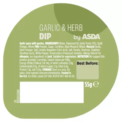 ASDA Garlic & Herb Dip 55g