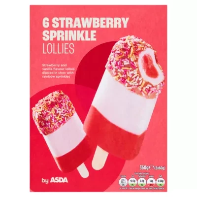 ASDA Strawberry Sprinkle Lollies 6 x 60g (360g)