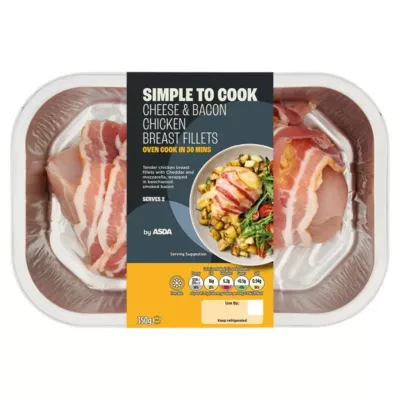 ASDA Simple to Cook Cheese & Bacon Chicken Breast Fillets 350g