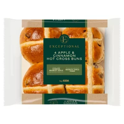 Exceptional by ASDA 4 Apple & Cinnamon Hot Cross Buns
