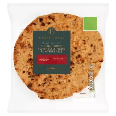 Exceptional by ASDA Exceptional by  Hand-Stretched 2 Sun-Dried Tomato & Herb Flatbreads