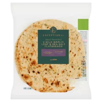 Exceptional by ASDA Exceptional by  Hand-Stretched 2 Wild Garlic Leaf & Sea Salt Flatbreads