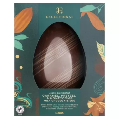 Exceptional by ASDA Caramel, Pretzel & Honeycomb Milk Chocolate Egg 300g
