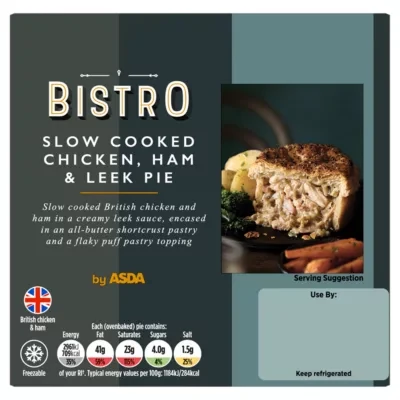 Bistro by ASDA Bistro by  Slow Cooked Chicken, Ham & Leek Pie 250g