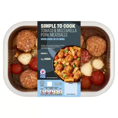 ASDA Simple to Cook by ASDA Tomato & Mozzarella Pork Meatballs 399g