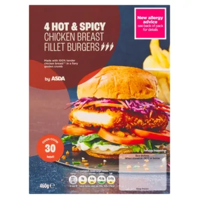 ASDA ASDA 4 Hot & Spicy Chicken Breast Fillet Burgers 460g