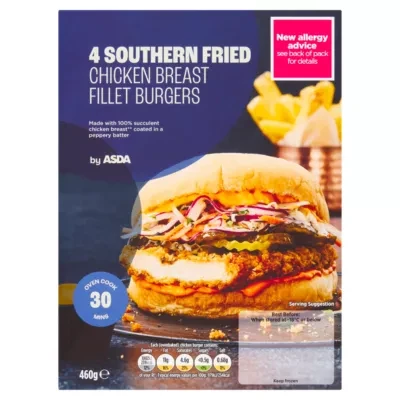 ASDA ASDA 4 Southern Fried Chicken Breast Fillet Burgers 460g