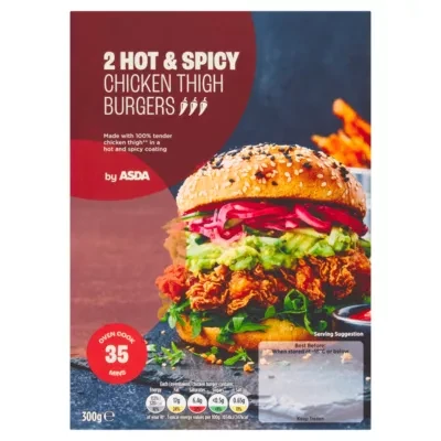ASDA ASDA 2 Hot & Spicy Chicken Thigh Burgers 300g