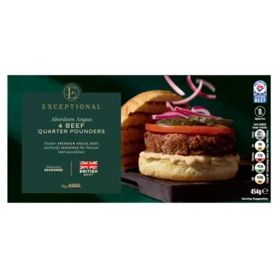ASDA Exceptional by ASDA 4 Aberdeen Angus BEEF QUARTER POUNDERS 454g