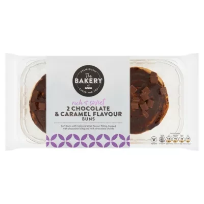 The BAKERY at ASDA The Bakery at  2 Chocolate & Caramel Flavour Buns