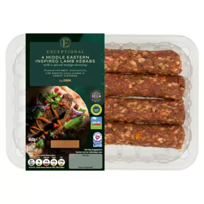 Exceptional by ASDA 4 Middle Eastern Inspired Lamb Kebabs with a Spiced Mango Dressing 460g