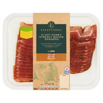 ASDA Exceptional by  Hot Honey Streaky Bacon Rashers 200g