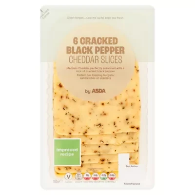 ASDA 6 Cracked Black Pepper Cheddar Slices 180g