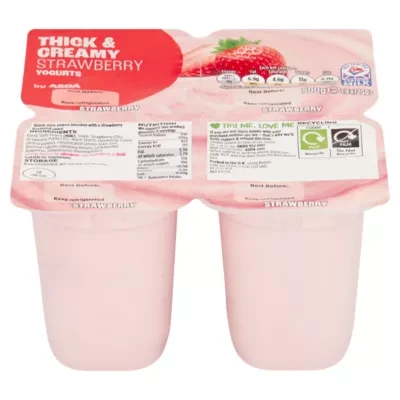 ASDA Strawberry Yogurts 4 x 125g (500g)