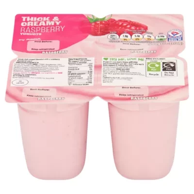 ASDA Raspberry Yogurts 4 x 125g (500g)