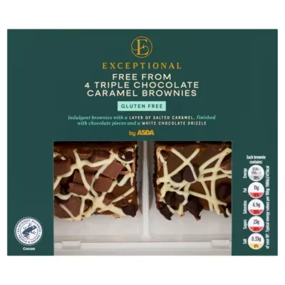 ASDA Exceptional by  Free From 4 Triple Chocolate Caramel Brownies